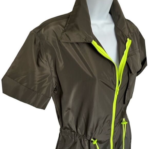 NWT OLIVE GREEN Jumpsuit with Neon Highlights - Picture 3 of 9